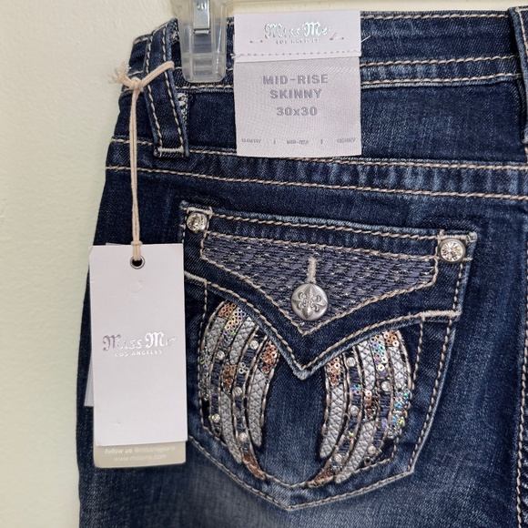 Miss Me Jeans Angelic Haven Skinny Mid-Rise  Style M5082S107 Size 30 - Picture 10 of 12